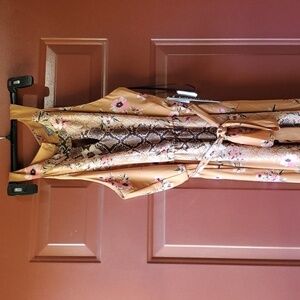 Luxology snakeskin & tan floral print dress tan Sleeveless SZ Med. NWT